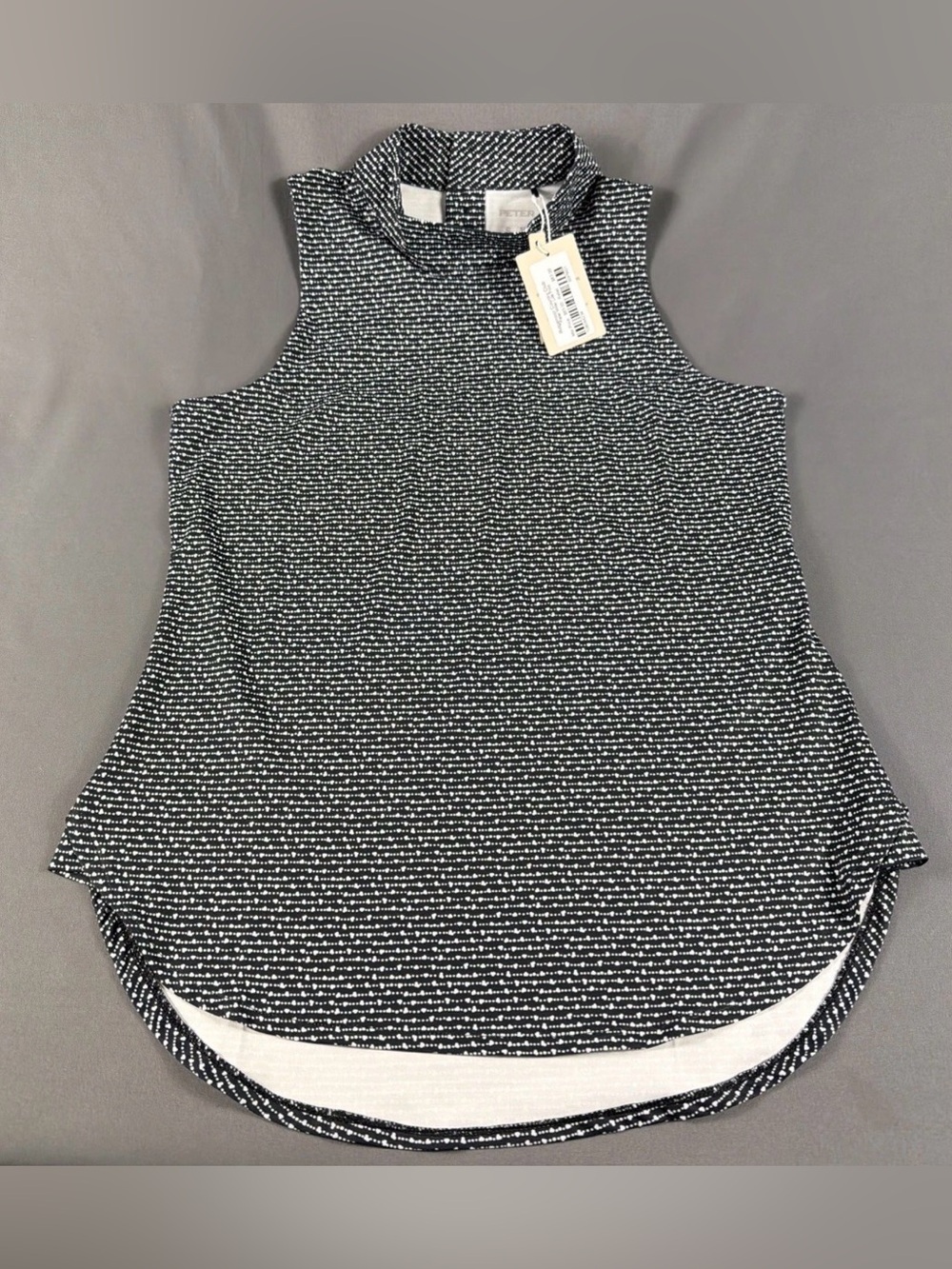 Peter Millar Womens Golf Shirt Mock Chest Logo SLVLS Printed Small Black NWT $99